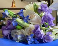 Imagem de uma flor de tons lilás.