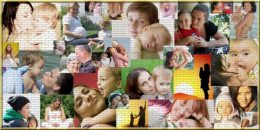 vários recortes com imagens de mães e seus filho