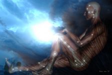 Corpo humano com uma luz ao fundo